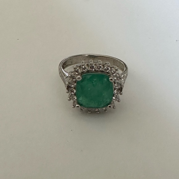 925 Silver set green and clear cz stones - Picture 7 of 9